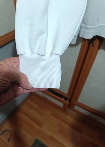 Beyaz Baskılı Kadın Sweatshirt ovarsize kesim - Görsel 4