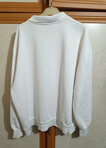 Beyaz Baskılı Kadın Sweatshirt ovarsize kesim - Görsel 3