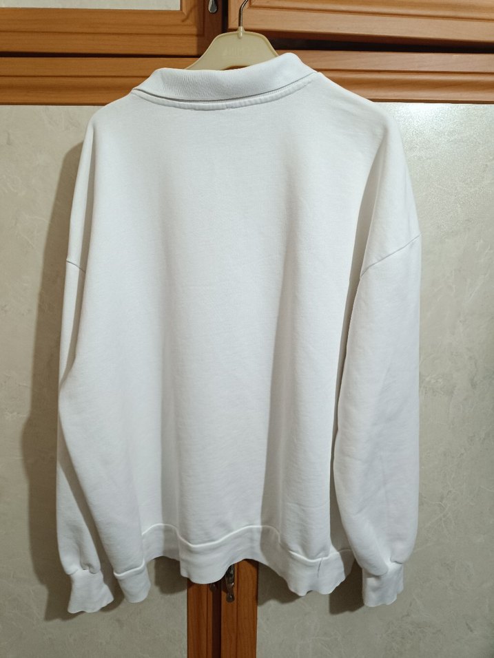 Beyaz Baskılı Kadın Sweatshirt ovarsize kesim - Görsel 3
