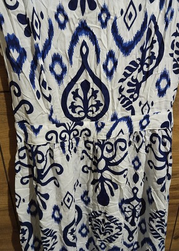 Mavi Pileli Uzun Elbise - Görsel 2