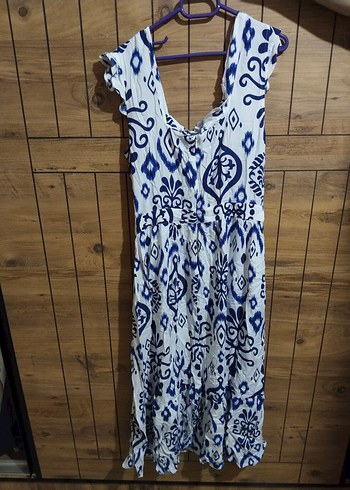 Mavi Pileli Uzun Elbise - Görsel 4