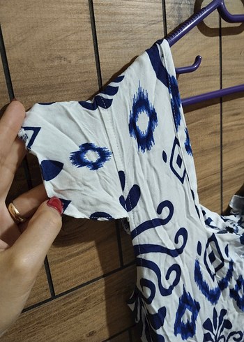 Mavi Pileli Uzun Elbise - Görsel 5