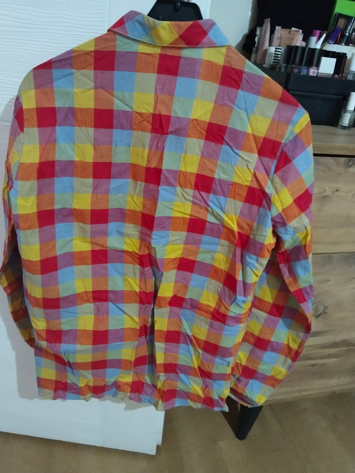 Renkli Kareli Kadın Gömlek - Görsel 4