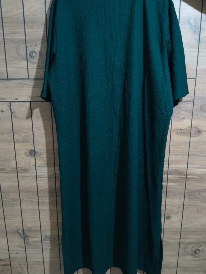 Kadın yeşilV Yakalı Uzun Elbise - Görsel 4