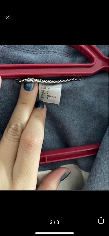 xs Beden H&M marka Suet seket sayılı kullanıldı sorunsuz gri mavi bir ren