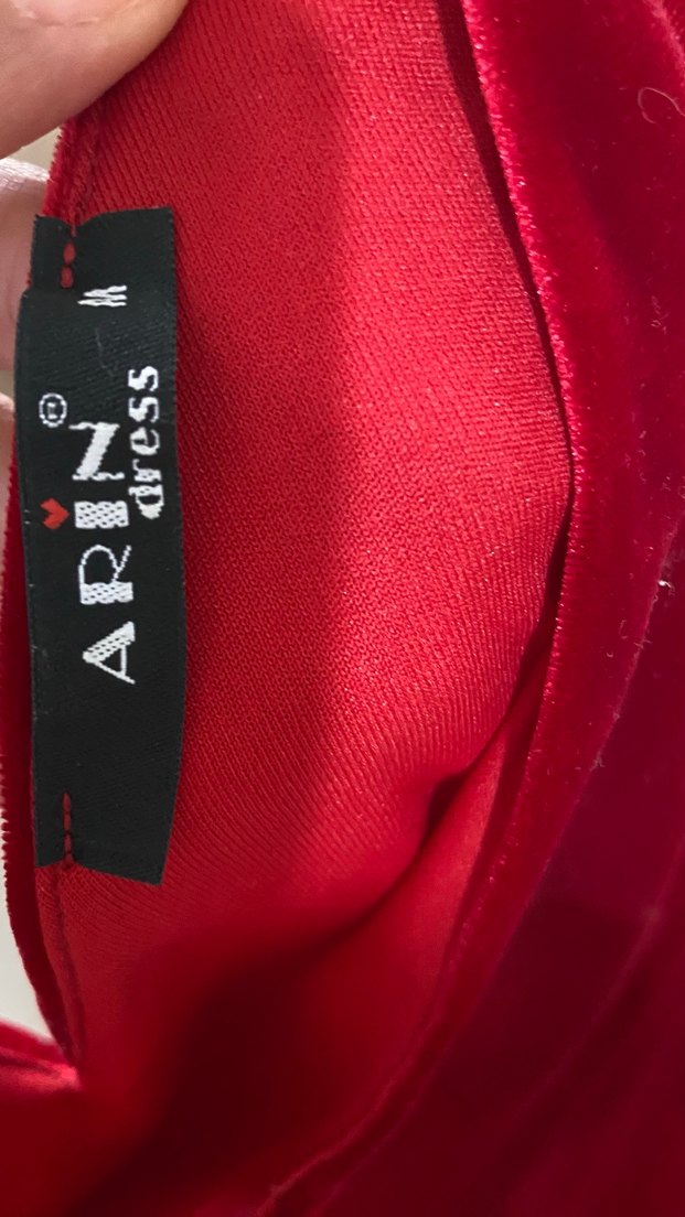 Kırmızı V Yaka Midi Elbise - Görsel 5