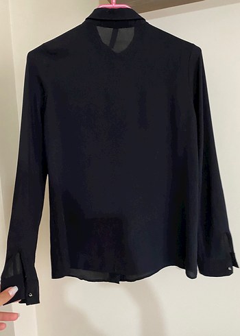 Düğmeli Siyah Uzun Kollu Kadın Gömlek - Görsel 5