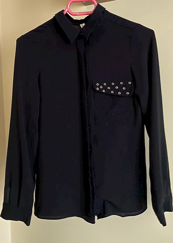 Düğmeli Siyah Uzun Kollu Kadın Gömlek - Görsel 2