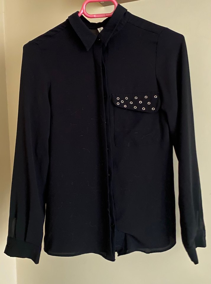 Düğmeli Siyah Uzun Kollu Kadın Gömlek - Görsel 2