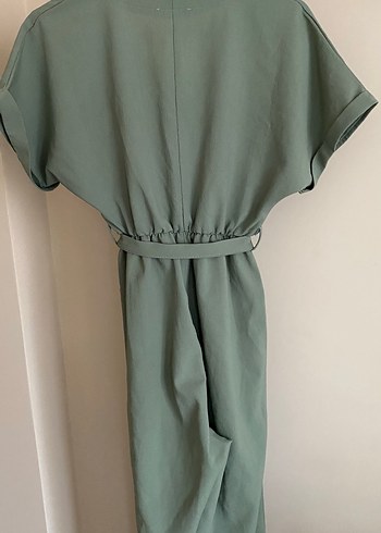 Düğmeli V Yaka  Kadın Tulum - Görsel 2