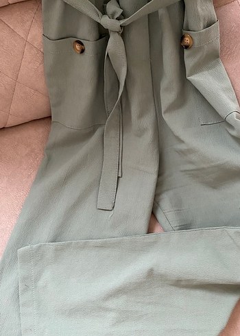 Düğmeli V Yaka  Kadın Tulum - Görsel 5