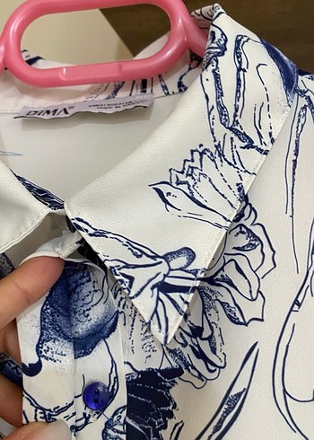 Desenli Uzun Kollu Kadın Gömlek - Görsel 3