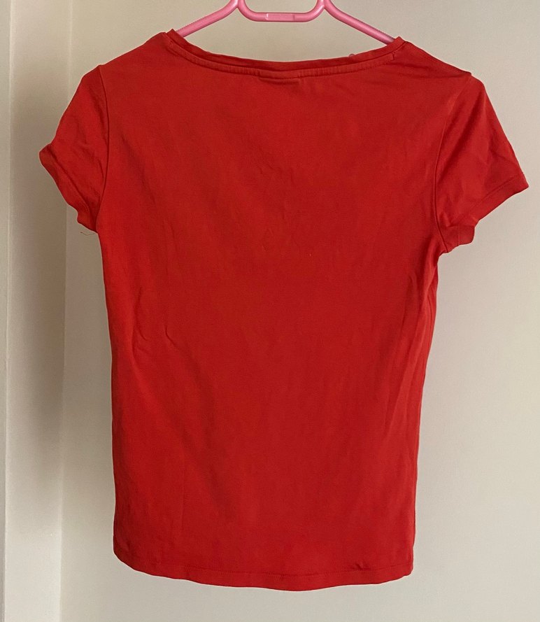 Kısa Kollu V Yaka Kırmızı Polo Tişört - Görsel 2