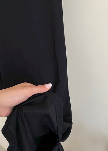 Siyah V Yakalı Uzun midi Elbise - Görsel 3