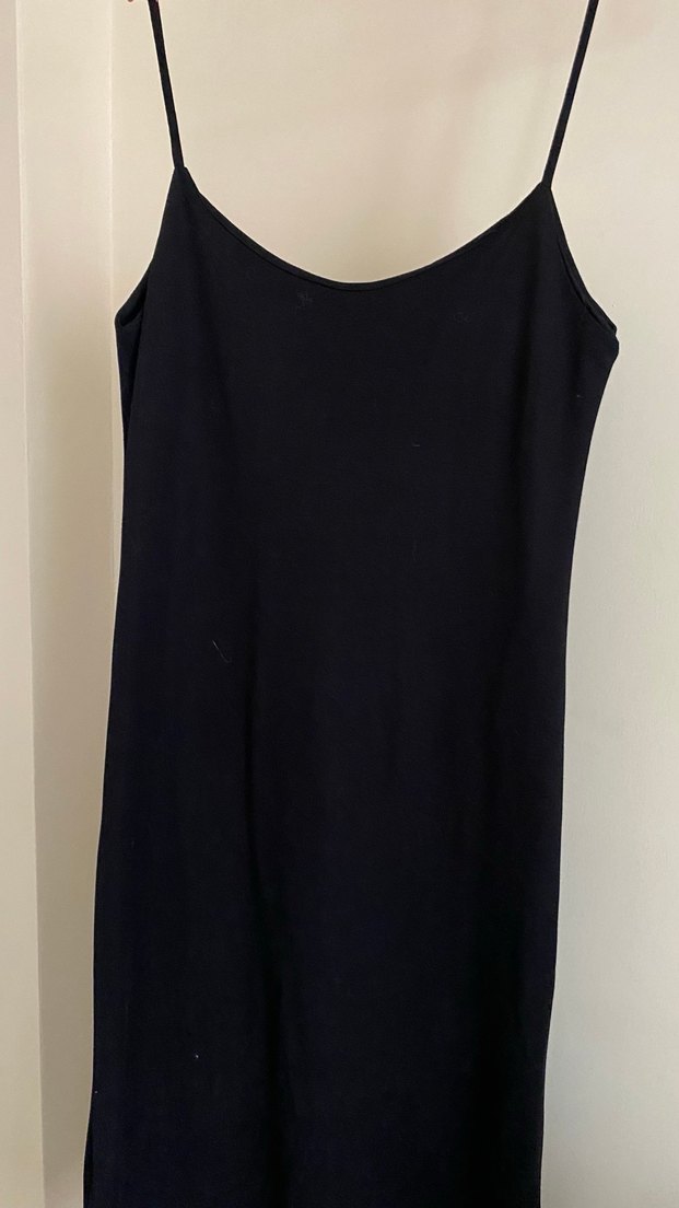 Siyah V Yakalı Uzun midi Elbise - Görsel 2