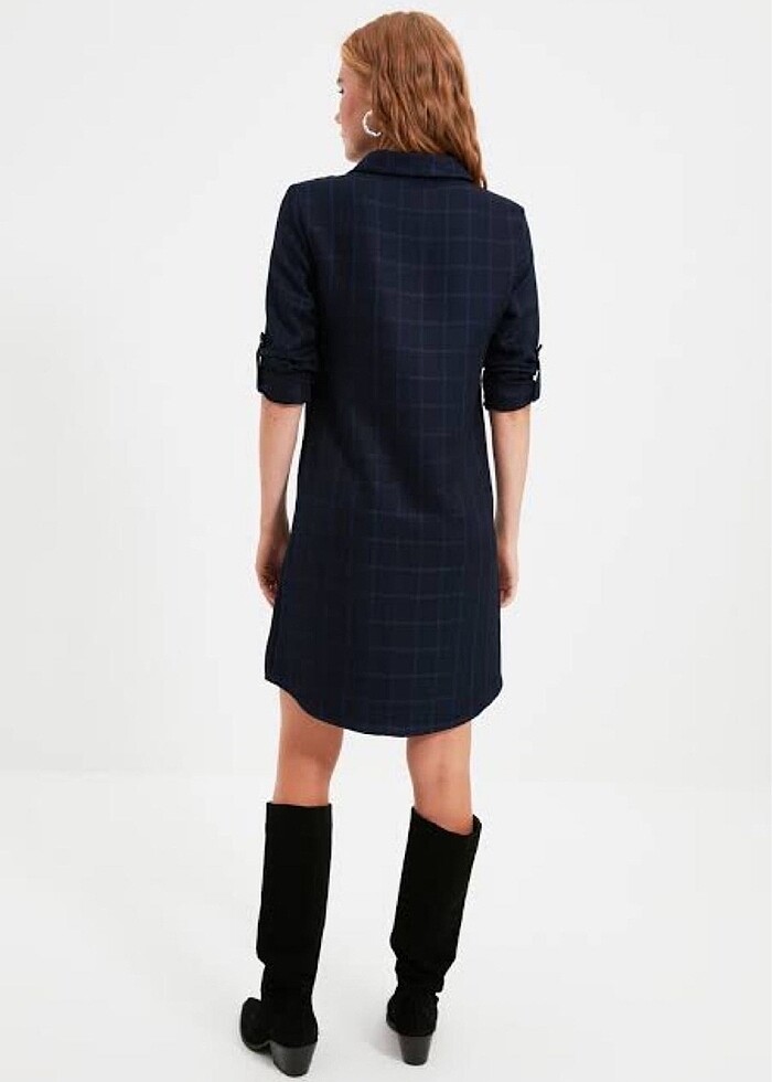 Mini Dokuma Gömlek Elbise - Görsel 3