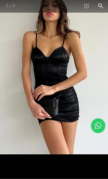 Korse detay saten askılı mini elbise