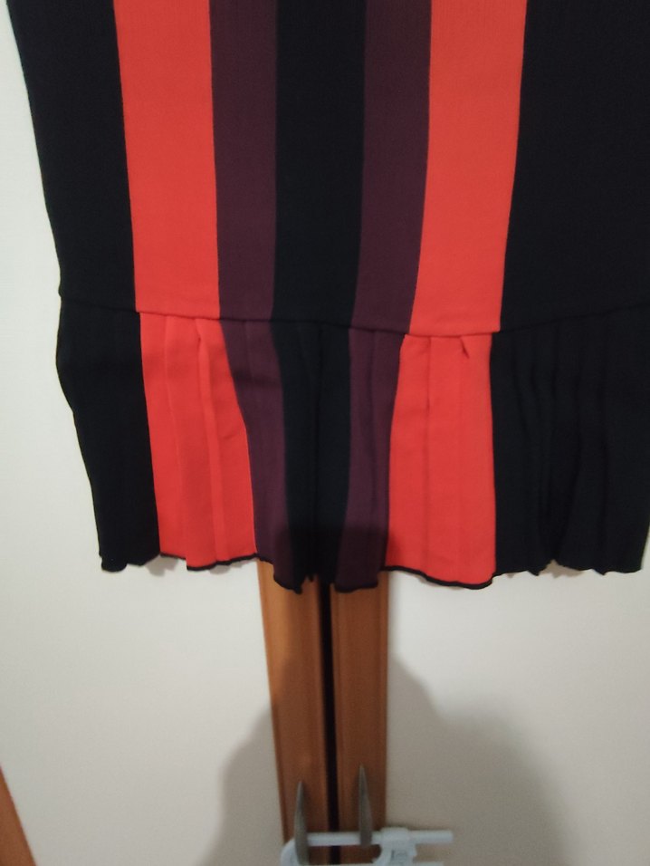 Çizgili Örgü Mini Etek - Görsel 3