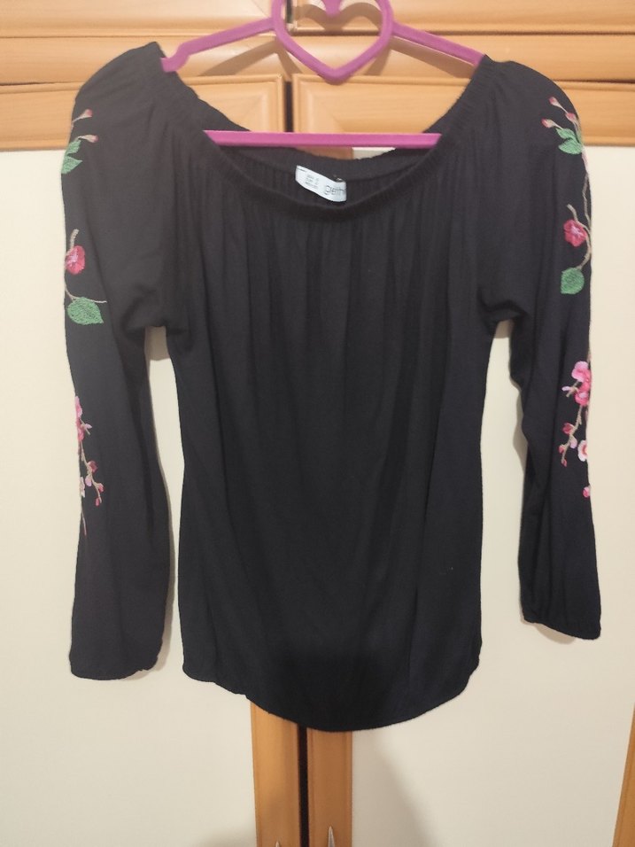 Siyah Kadın Bluz, Uzun Kollu, Salaş - Görsel 5