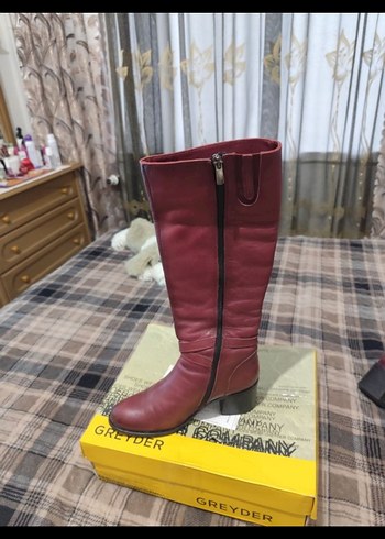 Bordo Gerçek Deri Kadın Çizme - Görsel 4