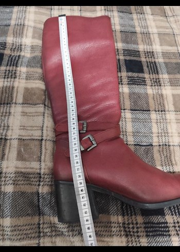 Bordo Gerçek Deri Kadın Çizme - Görsel 5