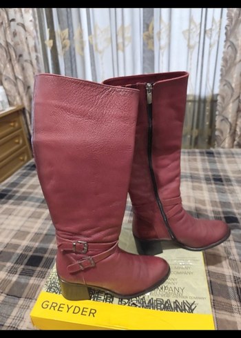 Bordo Gerçek Deri Kadın Çizme - Görsel 3