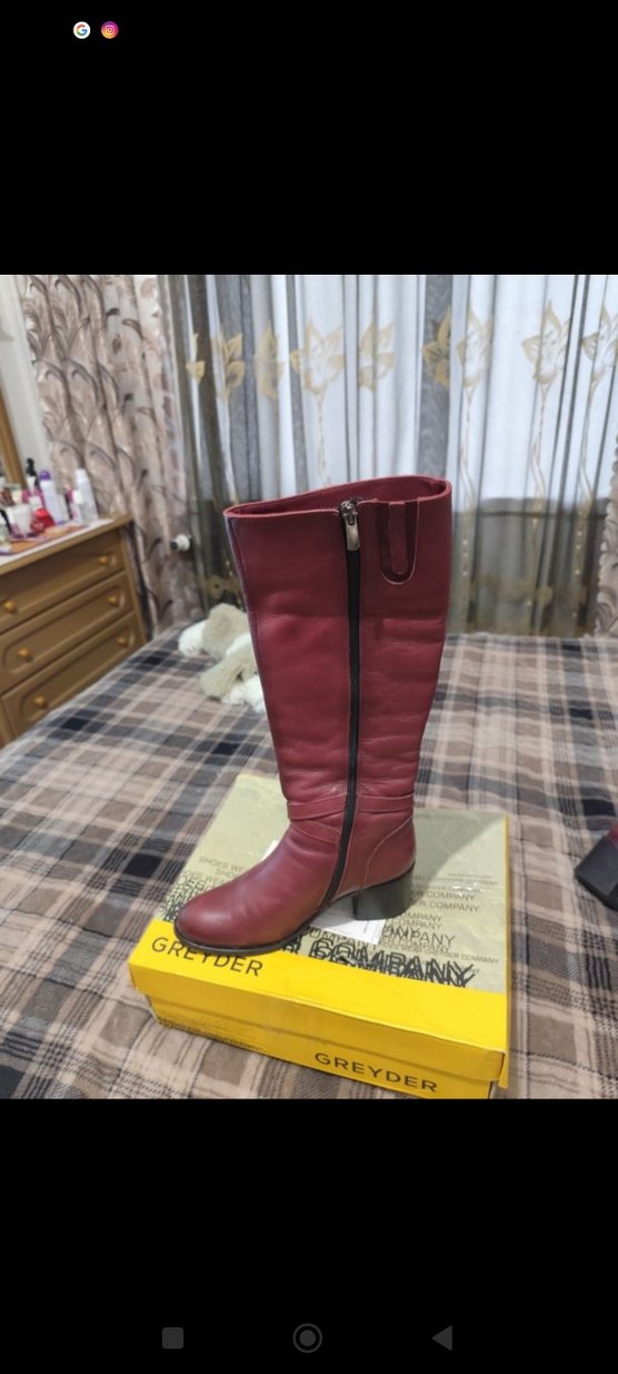 Bordo Gerçek Deri Kadın Çizme - Görsel 4