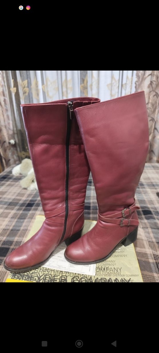 Bordo Gerçek Deri Kadın Çizme - Görsel 2