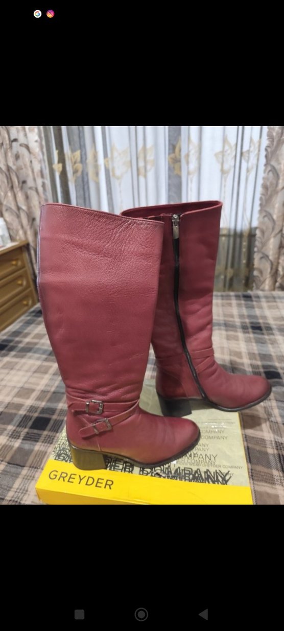 Bordo Gerçek Deri Kadın Çizme - Görsel 3