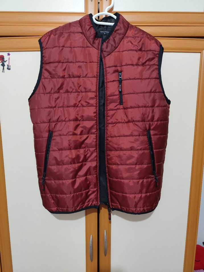 Bordo Fermuarlı unisex Yelek - Görsel 2