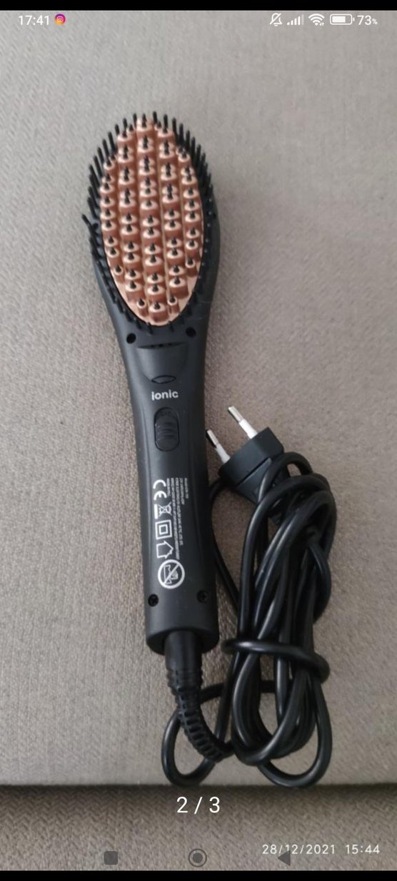 Siyah Elektrikli Saç Düzleştirici Fırça - Görsel 2