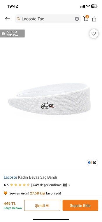 Lacoste kadın saç bandı taç