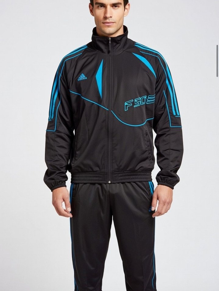 Siyah Mavi Fermuarlı erkek Eşofman Takımı - Görsel 2