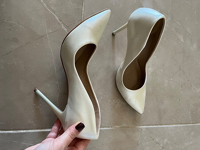 40 Beden Ekru renk stiletto