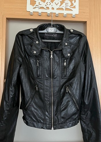 Kadın Siyah Biker Deri Ceket - Görsel 3