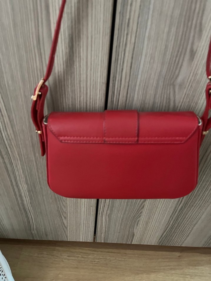 Kırmızı Deri Kadın Çanta - Görsel 4