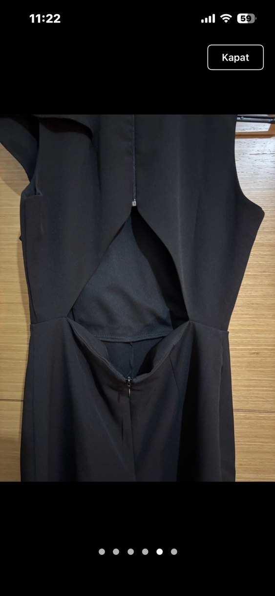 Siyah Fırfırlı Mini Kolsuz tulum - Görsel 5