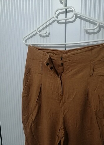 34 Beden kahverengi Renk Kumaş Pantolon 