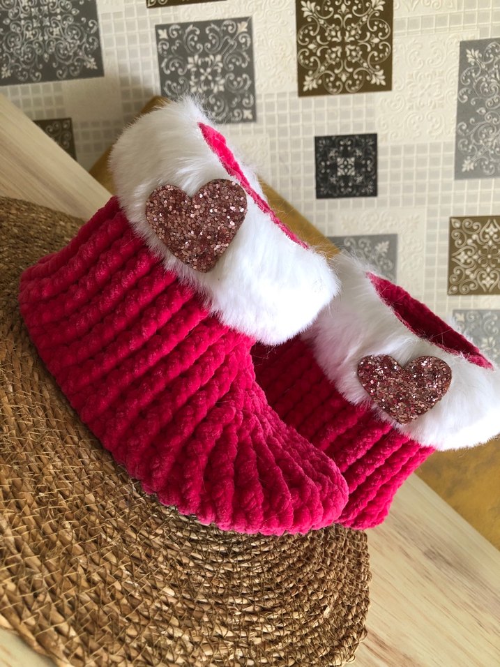 Kız Çocuk Pembe Örgü Sıcak Terlik - Görsel 4