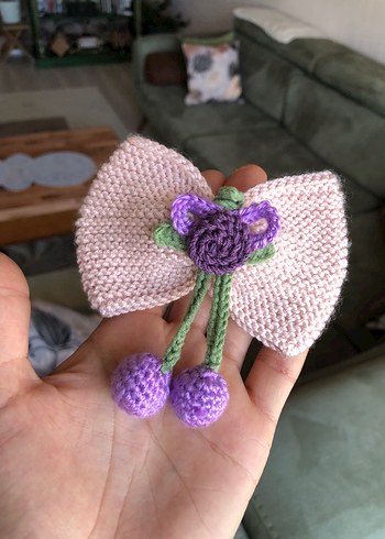 Bohem Çiçekli Örgü Saç Tokası Mor - Görsel 2