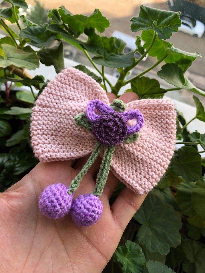 Bohem Çiçekli Örgü Saç Tokası Mor - Görsel 4