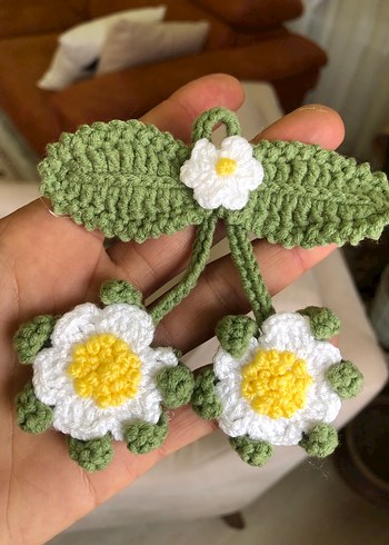 Örgü Çiçekli Bohem Çocuk Toka - Görsel 2