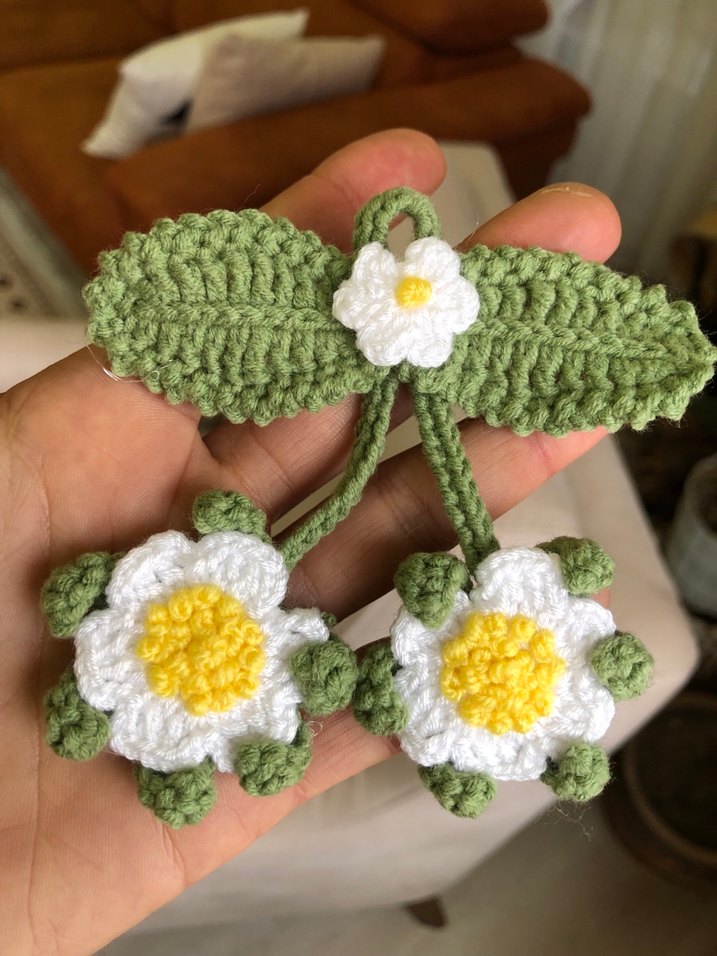 Örgü Çiçekli Bohem Çocuk Toka - Görsel 2