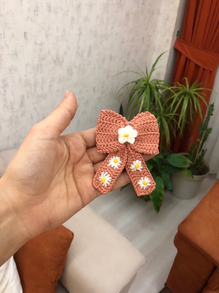 Nakışlı Çiçekli Bohem Kahverengi Saç Tokası - Görsel 3