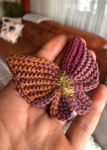 Bordo Örgü Kelebek çıtçıt Saç Aksesuarı - Görsel 2