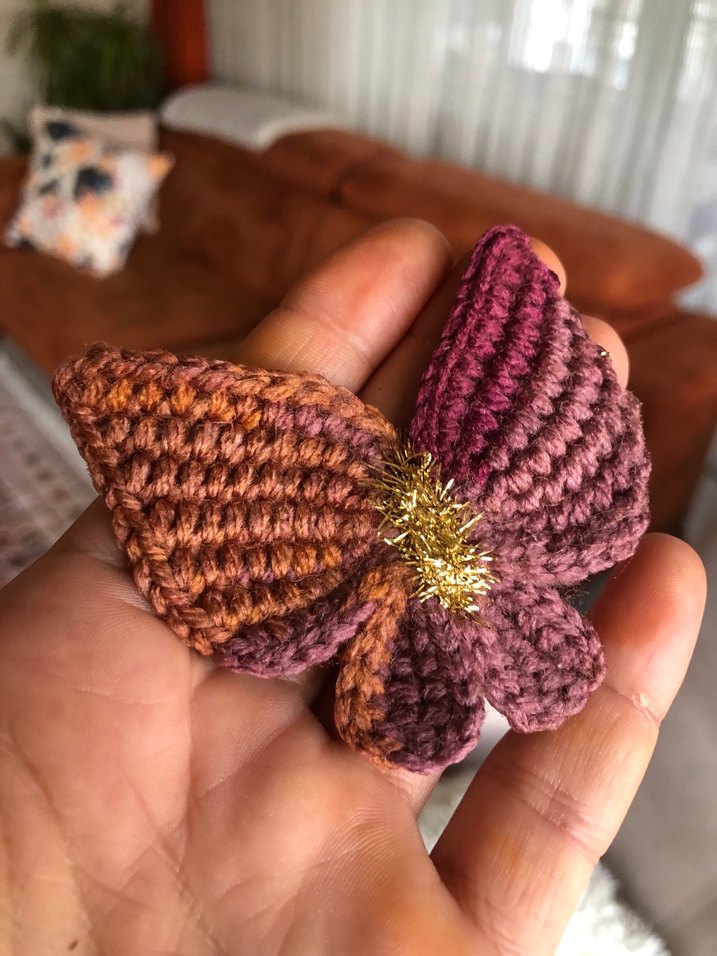 Bordo Örgü Kelebek çıtçıt Saç Aksesuarı - Görsel 2