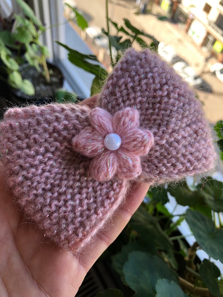 Pembe Örgü Çiçekli Çocuk Saç Tokası - Görsel 4