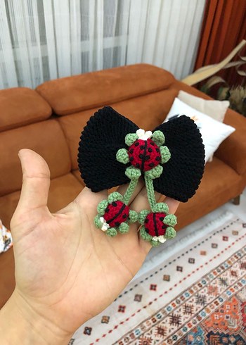 Çiçekli Renkli Fiyonk Saç Tokası - Görsel 5