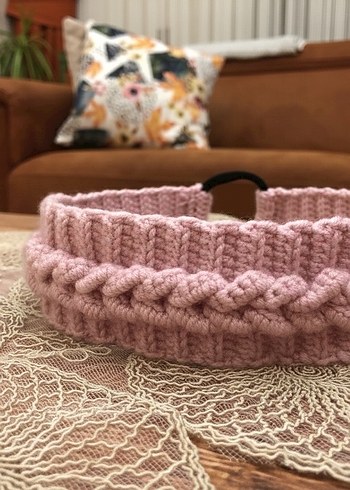 Mavi Örgü Bohem Saç Bandı - Görsel 3