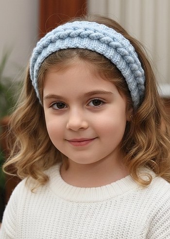 Mavi Örgü Bohem Saç Bandı - Görsel 7